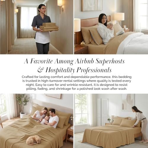6 Piece California King 21 Inch Extra Deep Pocket Bed Sheets Set Soft