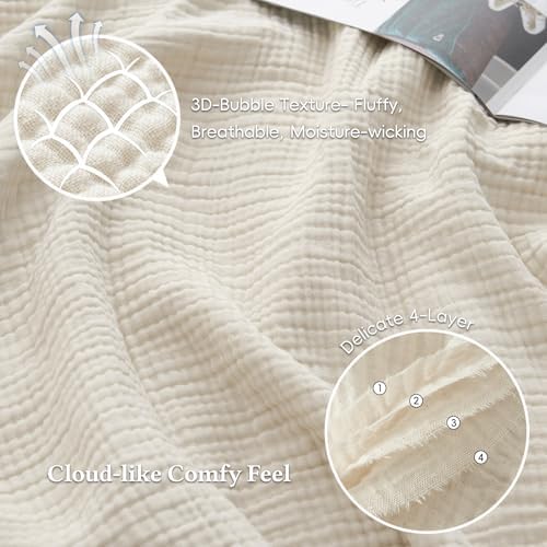David's Home 100% Cotton Muslin Throw Blanket for College Dorm