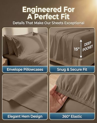600TC 100% Cotton Full Size Sheet Sets - Silky Smooth Sateen Weave