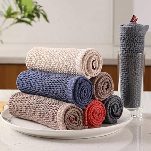 Cotton Kitchen Towels, Absorbent Washable Waffle Weave Dish Rags for