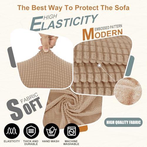Stretch Couch Covers for Sofa Washable, Large, Camel