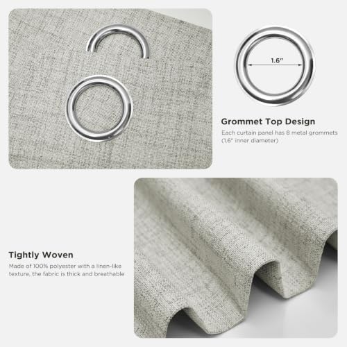 Joydeco Blackout Curtains for Bedroom 2 Panels, 52"W x 108"L, Greyish
