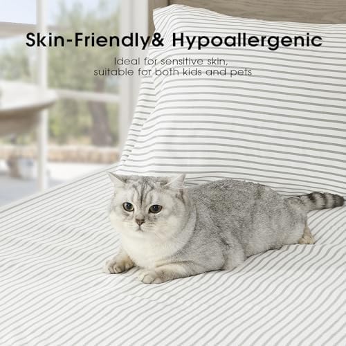 FreshCulture Twin XL Striped Sheets - Ultra Soft Brushed Microfiber