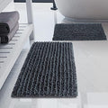 Luxury Chenille Charcoal Grey Bathroom Rugs Sets 2 Piece, Thickened
