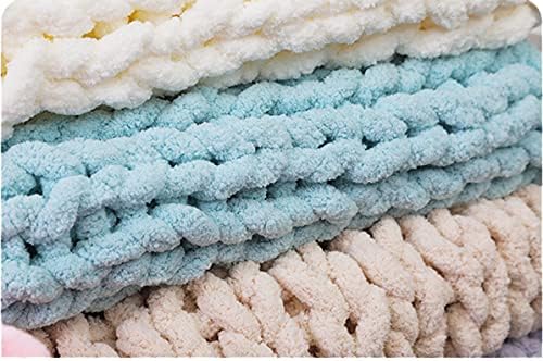 GIBZ Luxury Chunky Knit Blanket Chenille Handmade Yarn Knitted Throw