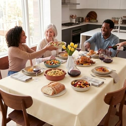 Urban Villa Tablecloth Cotton Tabletop 60x102 (8-10 Seats) Ivory