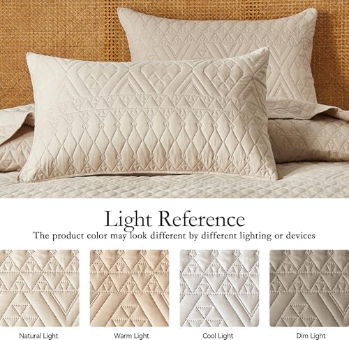 akkialla King/Cal King Size Quilt Bedding Set,Beige Lightweight