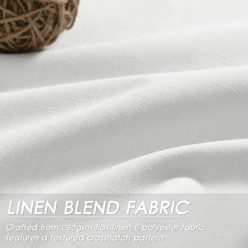 Off White 100% Blackout Linen Curtains for Bedroom 108 Inches Long