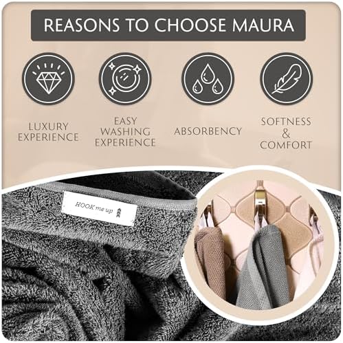 MAURA Basics Bath Towel Sets for Bathroom with Hanging Hook Loops. 2