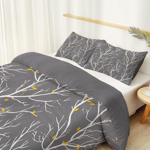 Charcoal Gray Duvet Cover King Size, Reversible Duvet Cover Set with