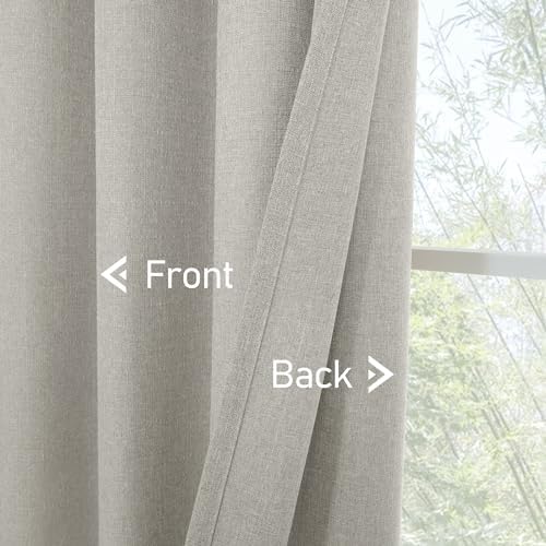 LAMIT Light Grey Linen Curtains for Bedroom 2 Panels Set, W52 x L63