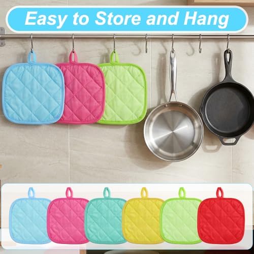 24 Pcs Pot Holders for Kitchen, Heat Resistant Cotton Blend Hot Pads &