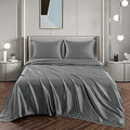 4 Piece Silky Soft Satin Bed Sheets Silk Sheet Set Breathable Cooling