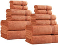 Highly Absorbent Solid Egyptian Cotton Bath Towels Set of 12 Caramel