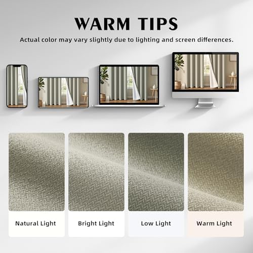 2 Panels 100% Blackout Linen-Textured Thick Grommet Curtains