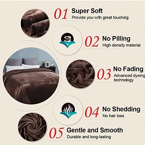 EASELAND Soft Lightweight California King Fleece Blanket, Chocolate