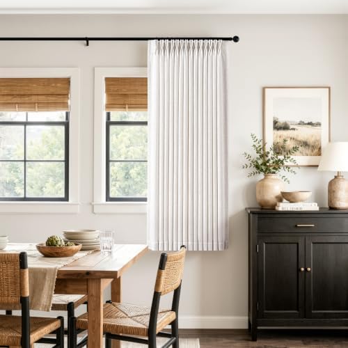 MIULEE Pinch Pleated Linen Curtainss 63 Inches Natural 2 Panels Semi
