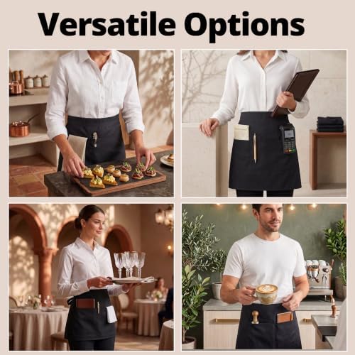 Utopia Wear Server Waist Aprons 4 Pack with 3 Pockets 100% Polyester