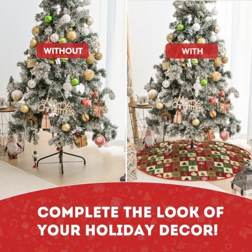 AVOIN colorlife 36 Inch Plaid Christmas Tree Skirt