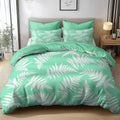 California King Duvet Cover Set Minimalist Fern Leaf Pattern Soft