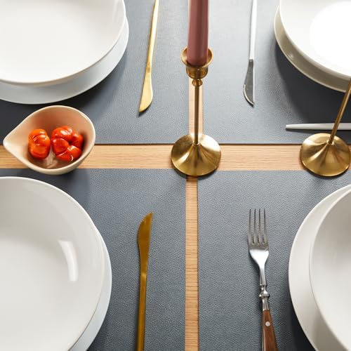 DOLOPL Grey Placemats Set of 6, Wipeable Faux Leather Place Mats