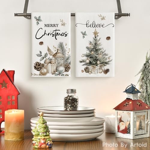 Artoid Mode Pinecone Christmas Kitchen Towels Set of 2 18x26 Inch