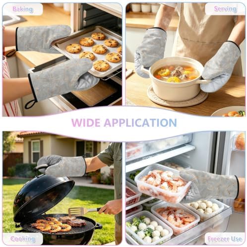 Marble Gray Oven Mitts and Pot Holders Set 2 Pcs