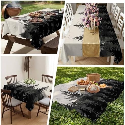 Forest Tablecloth Rectangle 60 x 120 Inch, Vintage Gray Farmhouse