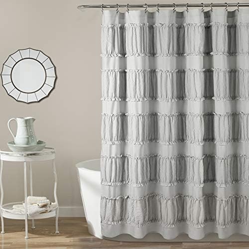 Lush Decor Nova Ruffle Shower Curtain, 72" x 72", Gray
