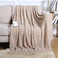 Boho Knitted Throws Soft Throw Blanket for Couch Bed Chair Sofa