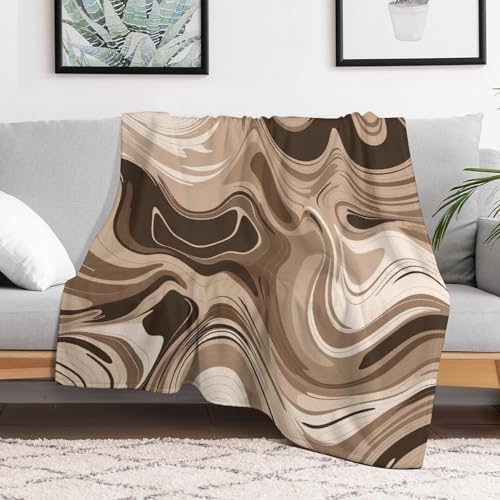 Super Soft Throw Blanket for Couch Taupe and White Blanket for Sofa