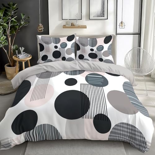 Bedding Gray Texture Duvet Cover Set Queen, 3 Pieces Modern Abstract