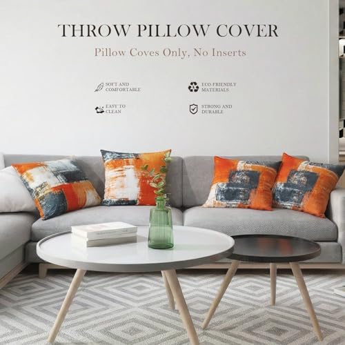 Burnt Orange Throw Pillow Covers 20x20 Set of 4 Decorative Cushion