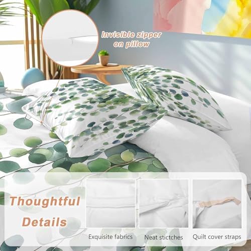 Chic D Duvet Cover Set Queen Size Green Leaves Branch Comforter Sets 1