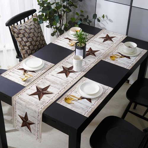 Country Star Table Runner and Placemats Set of 4 Farmhouse Barn Rustic