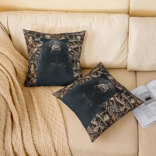 jejeloiu Bear Throw Wild Animal Pillow Cases 22"x22" Soft