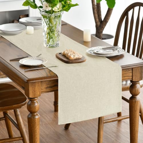 Artoid Mode Beige Table Runner, Seasonal Summer Fall Washable Kitchen