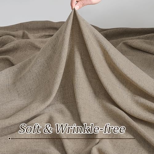 96 Inch Long Pinch Pleat Curtains 2 Panels Set Linen Khaki,W42xL96