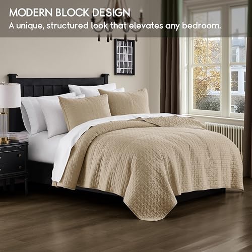 palassio Dark Beige 100% Cotton Quilt King Size Bedding Sets with 2