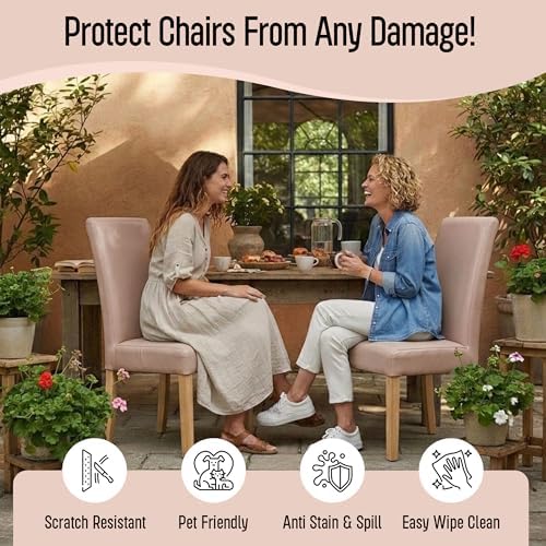 Waterproof PU Leather Dining Chair Covers Set of 4 - Stretch Kitchen