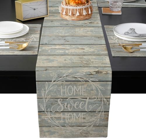 Farmhouse Table Runner and Placemats for Dining Table,Burlap Coffee