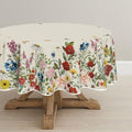 Horaldaily Spring Tablecloth 90 x 90 Inch Round Vintage Flowers Beige