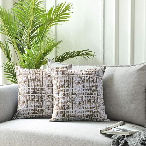 20x20 Jacquard Throw Pillow Covers, 2-Pack, Brown
