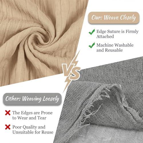 10 Pack Beige 17 x 108 Inch Cheesecloth Table Runner - Boho Gauze
