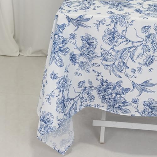 Efavormart Polyester Square Tablecloth 70"x70" White with Blue French