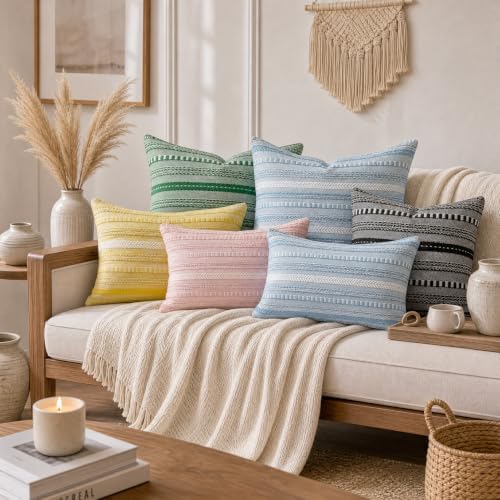 AVOIN colorlife Burgundy Boho Decorative Throw Pillow Covers Set of 2