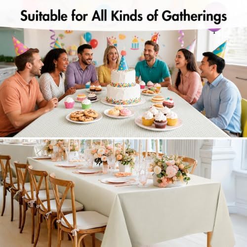 MIULEE Ivory Linen Rectangle Tablecloth 52x70 Inch