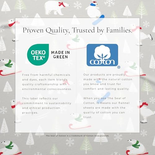 Great Bay Home Christmas Flannel Sheet Set King Size - 100% Turkish