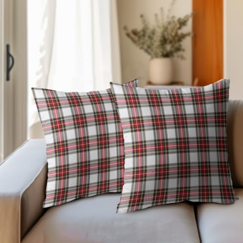 Christmas Scottish Tartan Plaid Outdoor Throw Pillow Cover 22x22 in