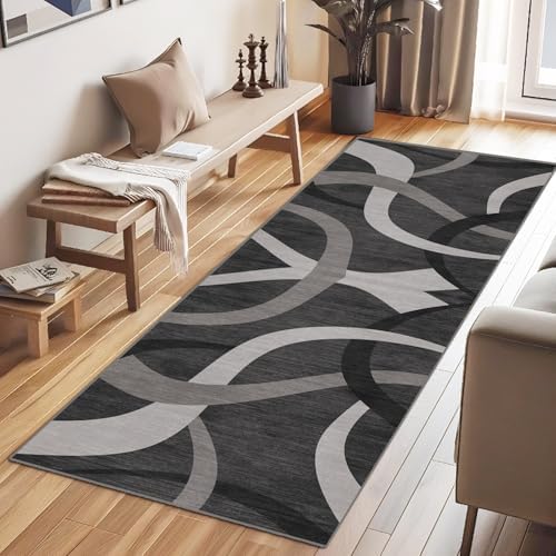 Grey Runner Rug 2x6 ft,Laundry Room Rug,Washable Bathroom Runner